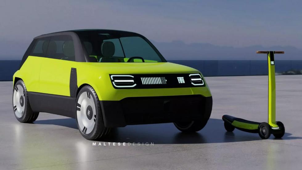 Fiat TooGo: Ένα τρίθυρο ηλεκτρικό Fiat Panda εξοπλισμένο με πατίνι